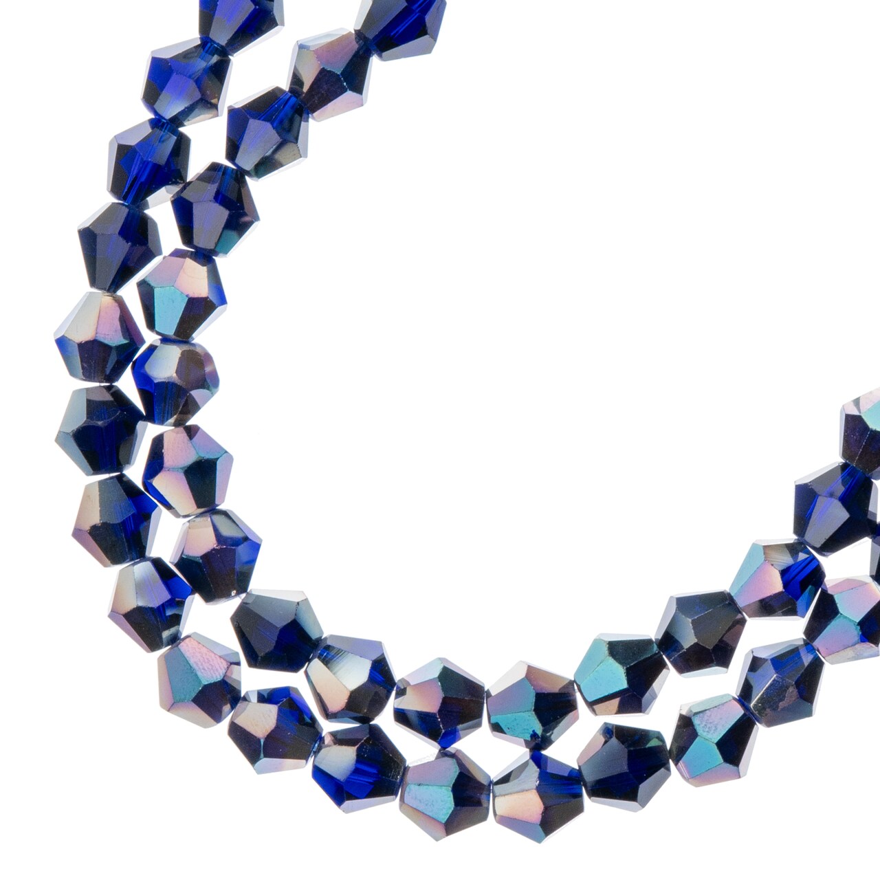 Crystal Lane DIY 2-Strand 7in Opaque Iris Finish Glass Bicone Bead Strands